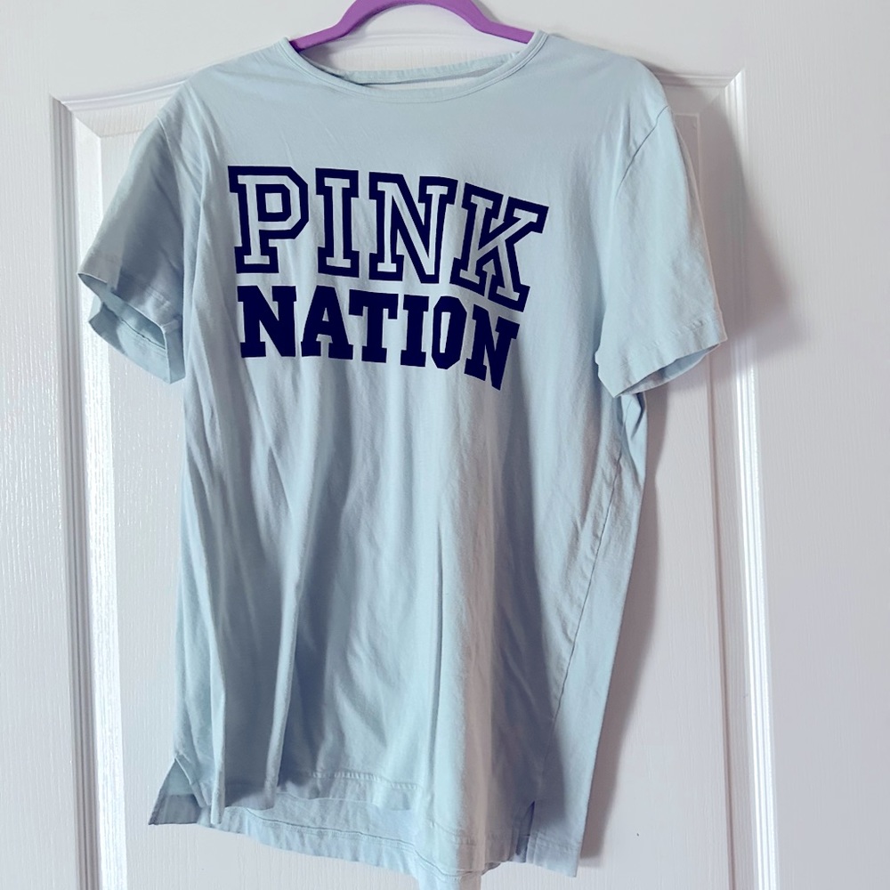 Light blue VS pink T-shirt with back detail. Large